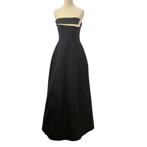Halston Heritage Strapless Gown 4 Silk Blend Old Hollywood Black Tie Prom Formal